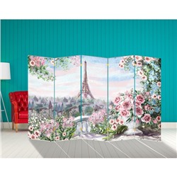 Ширма "Картина маслом. Розы и Париж" 250 × 160 см